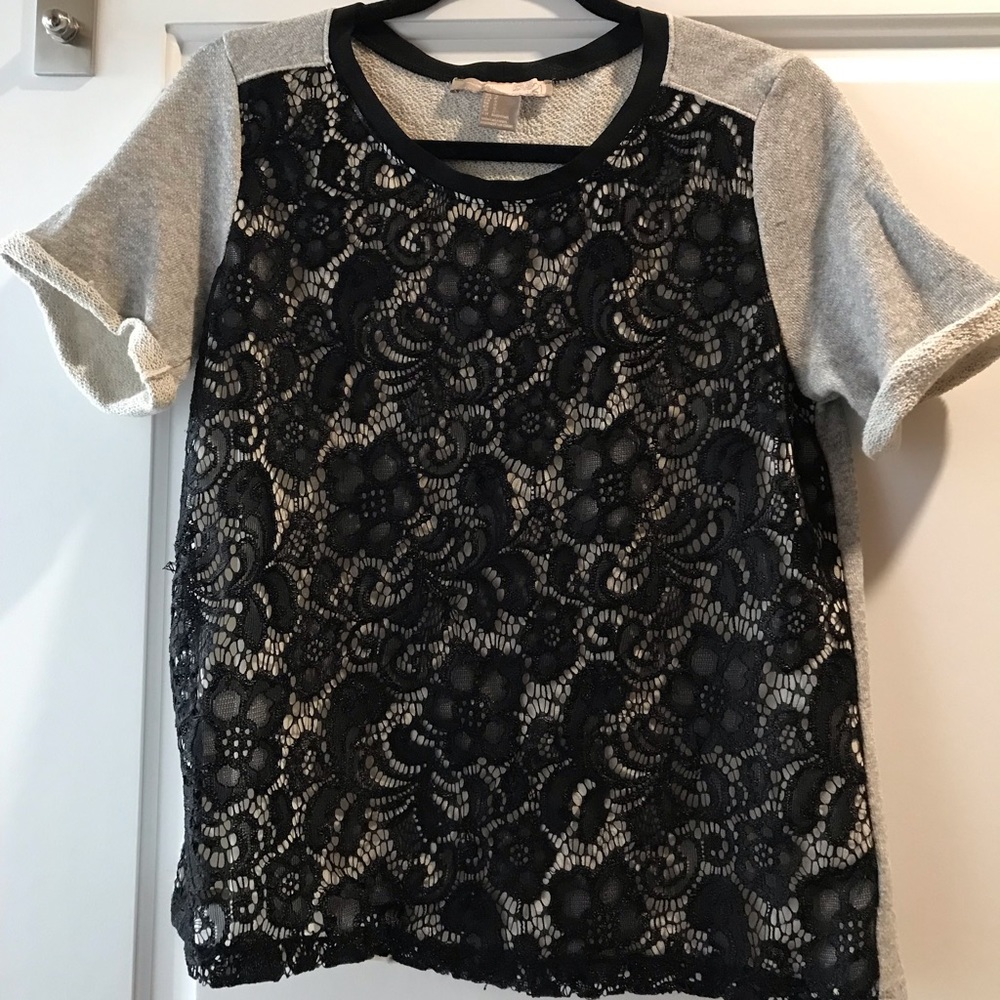 Sweatshirt Top w/ Lace Front